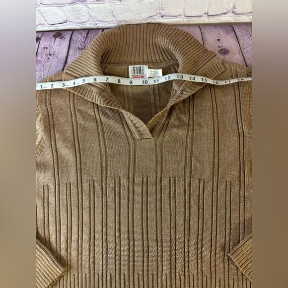 VINTAGE Fia Italia Caramel Tan Handloomed Preppy Academia Knit Sweater Size XL - Picture 6 of 8